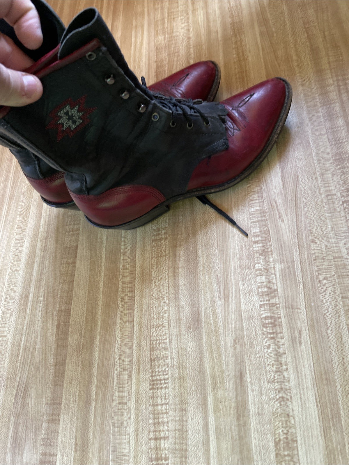 Lace Up Cowboy Boots Size 8