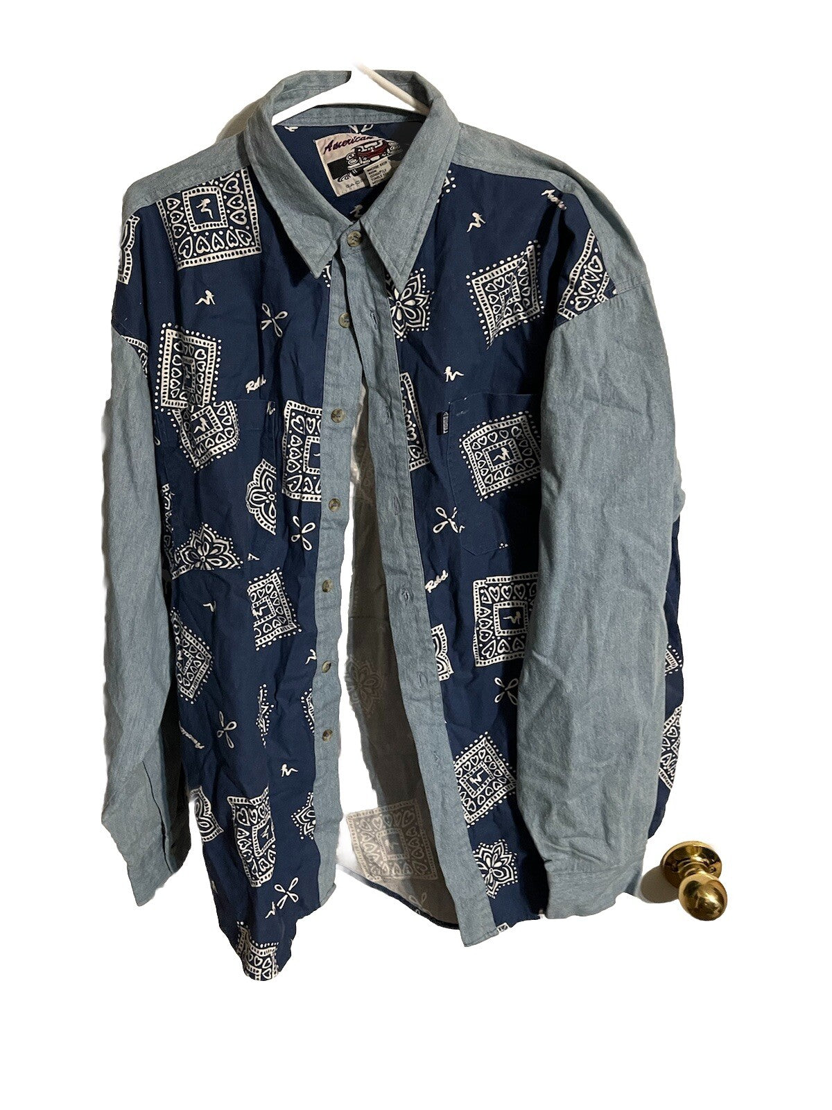 American Rebel Bandana Print Button Up Medium