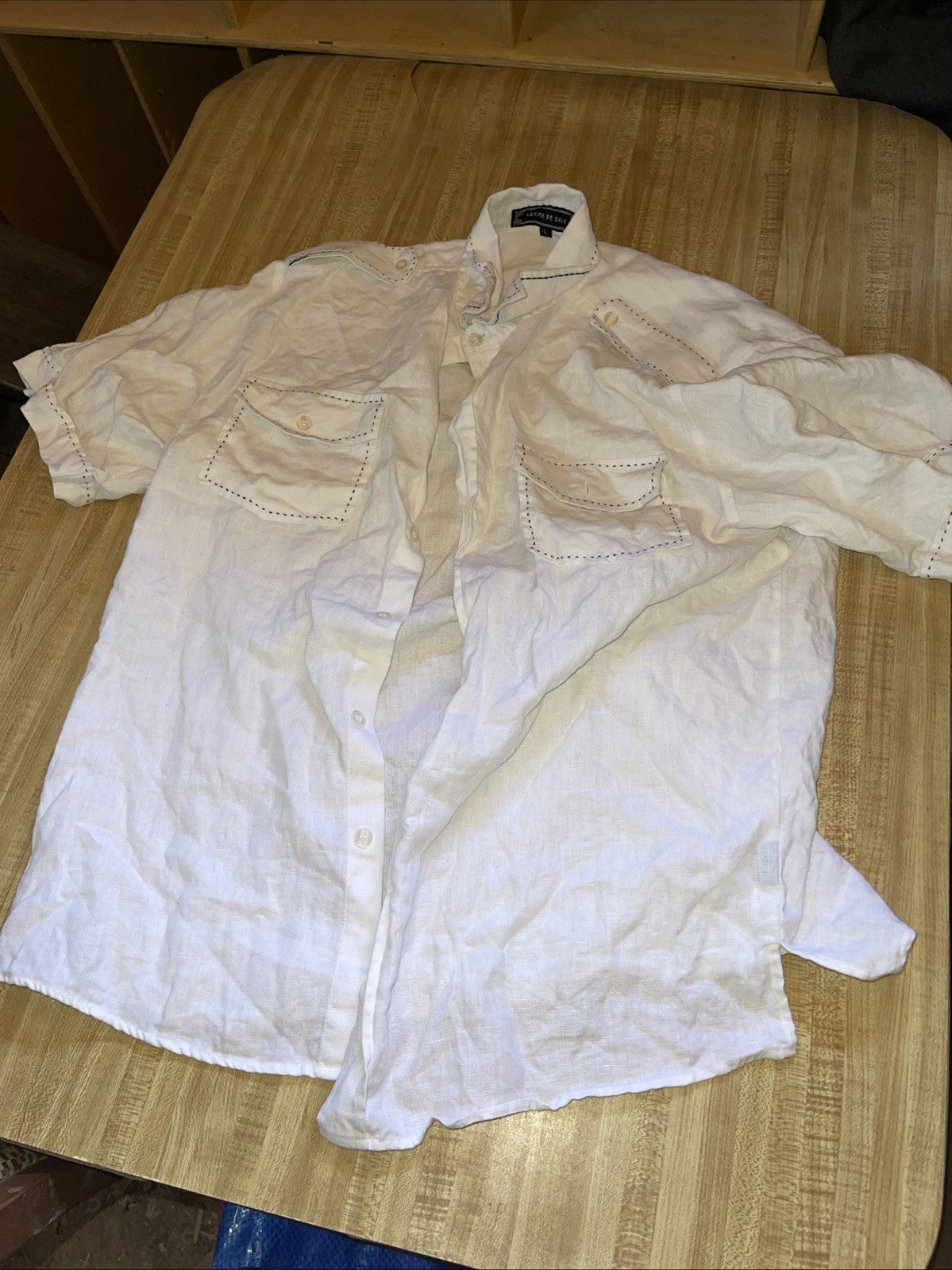 Crème De Silk Linen Shirt Large 