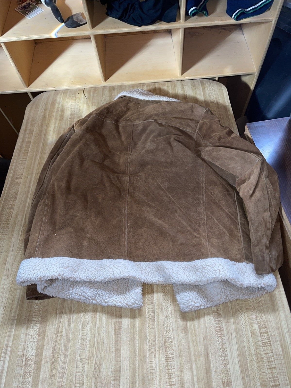 Vintage Sherpa Lined Leather Coat 40