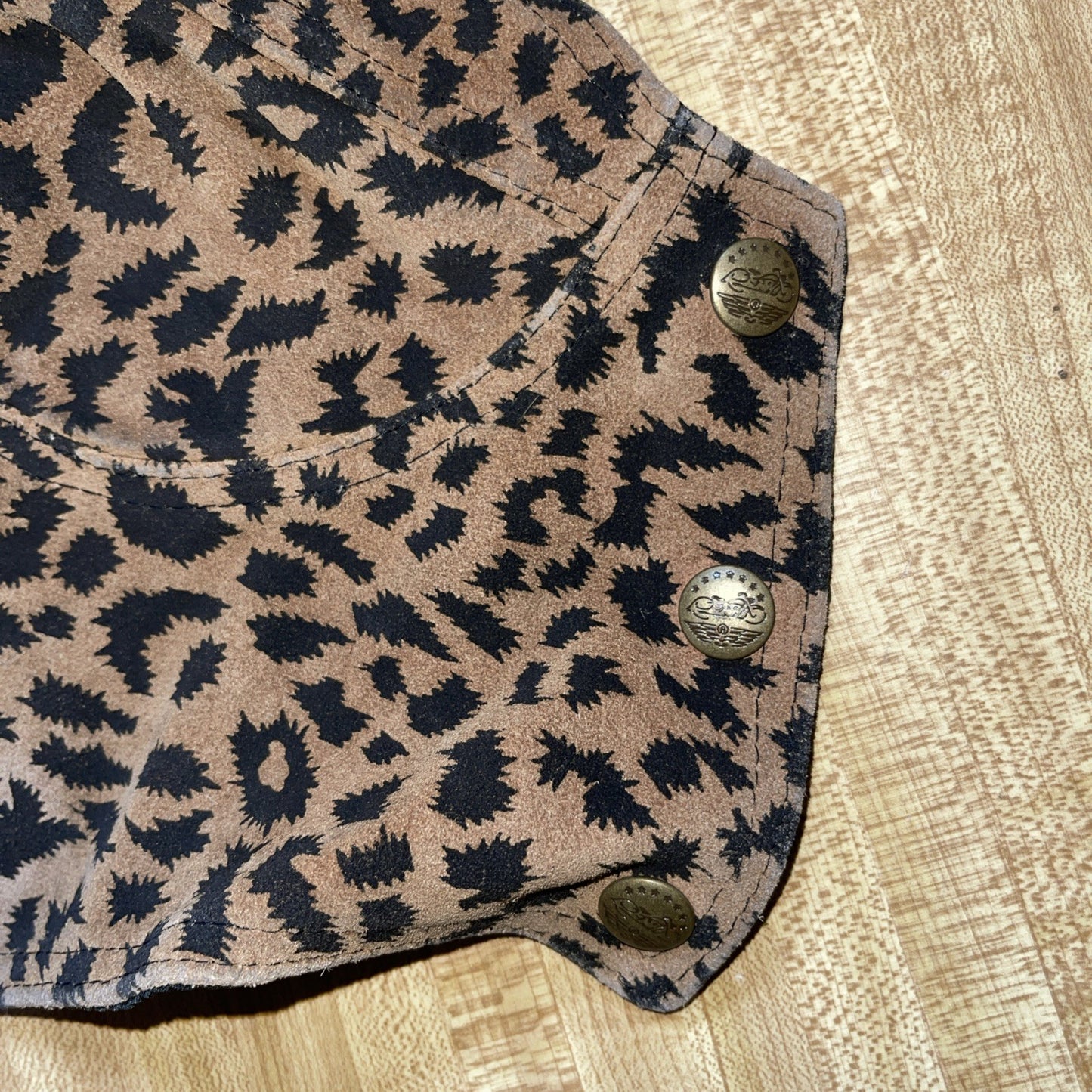 Easy Riders Leather Leopard Print Biker Bra Top