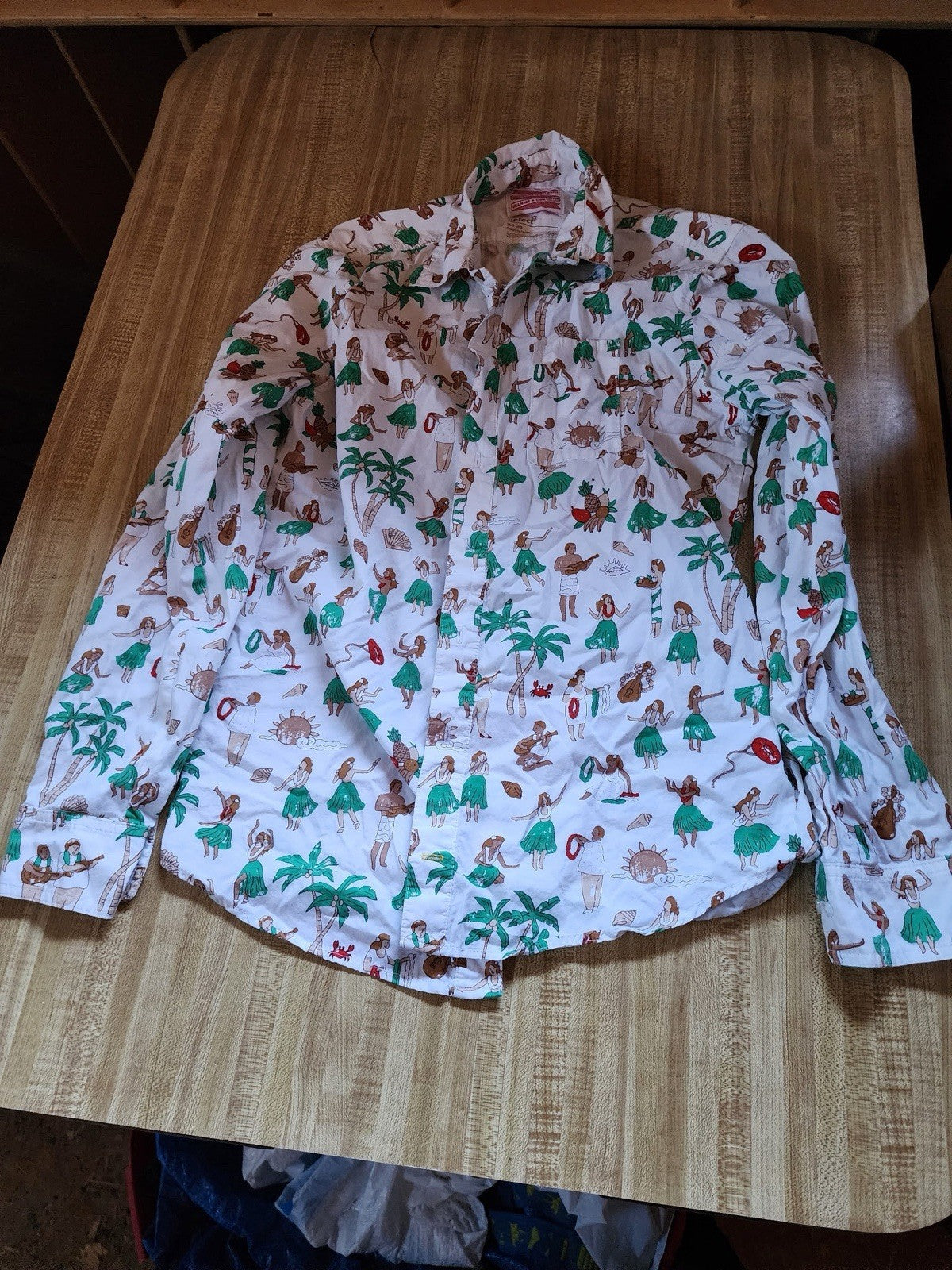 Threadless Select Harriet Taylor Seed Hula Girls Button Up Shirt Medium