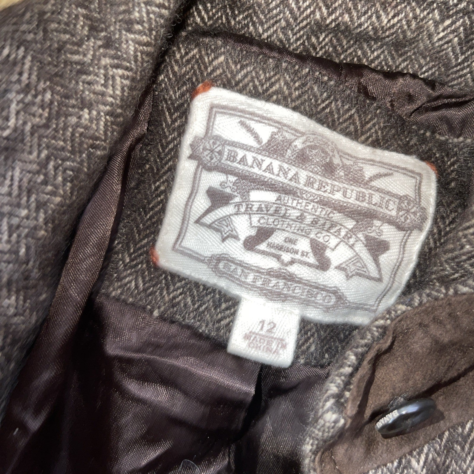 Vintage Banana Republic Women’s Blazer 12 Linen Wool Blend