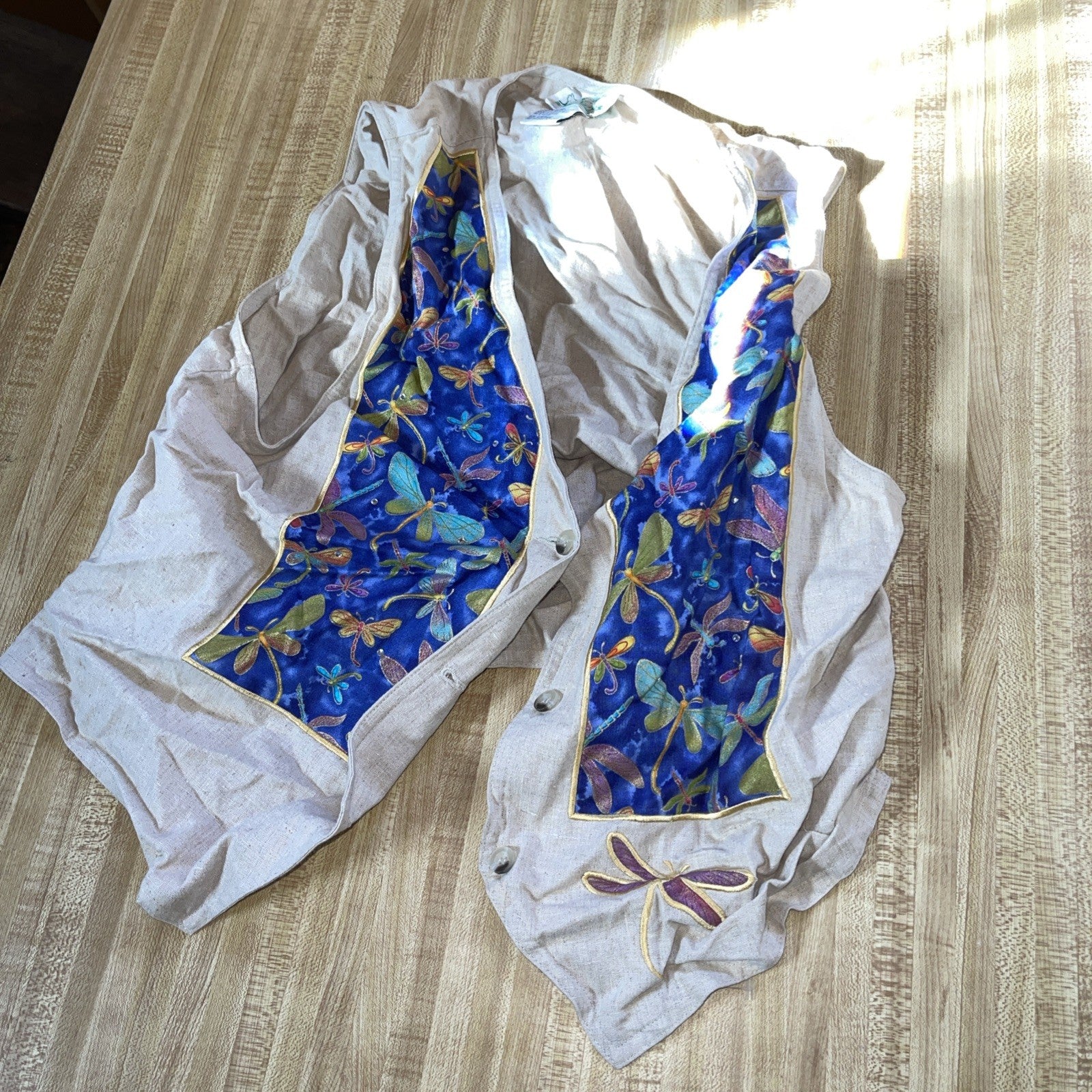 The Quacker Factory Linen Blend Vest Large 