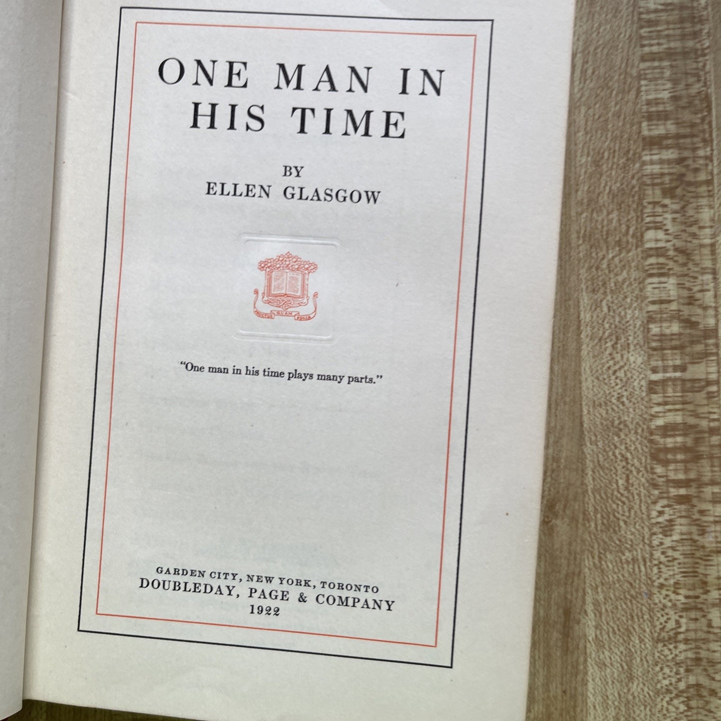 One Man In His Time Hardcover First Edition 