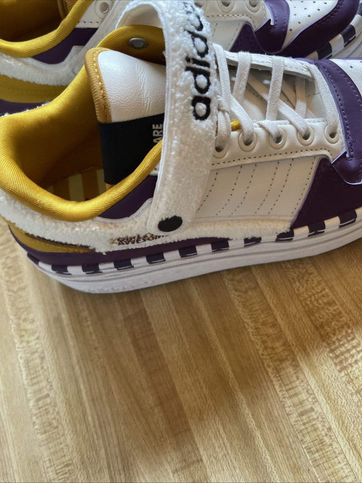 Size 7.5 - adidas Girls Are Awesome x Triple Platforum Low White Purple Beauty W