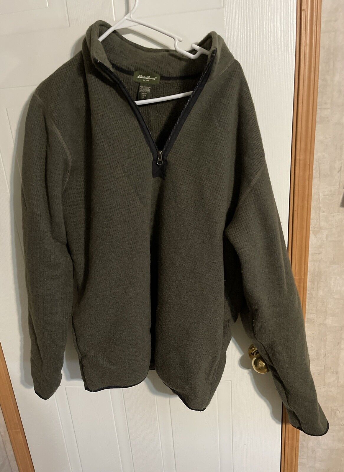 Eddie Bauer Quarter Zip Sweater XLT Heavy Duty 