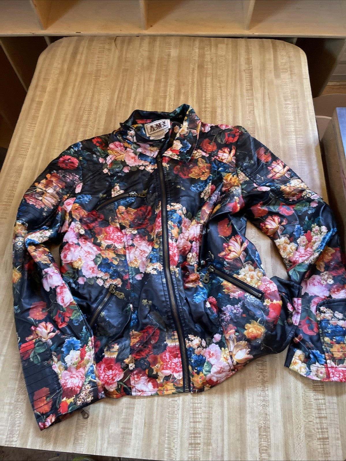 AMI Floral Print Motorcycle Jacket Large 