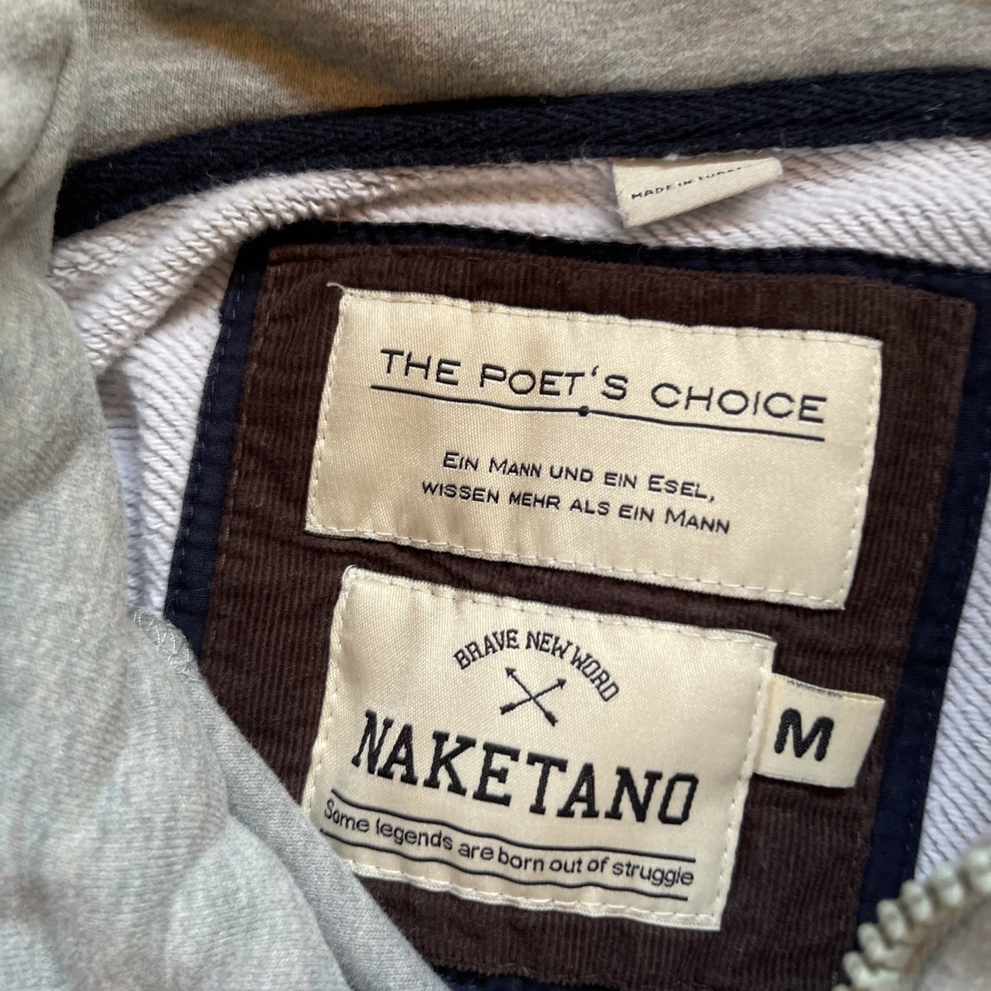 Naketano The Poets Choice Full Zip Sweater Medium 