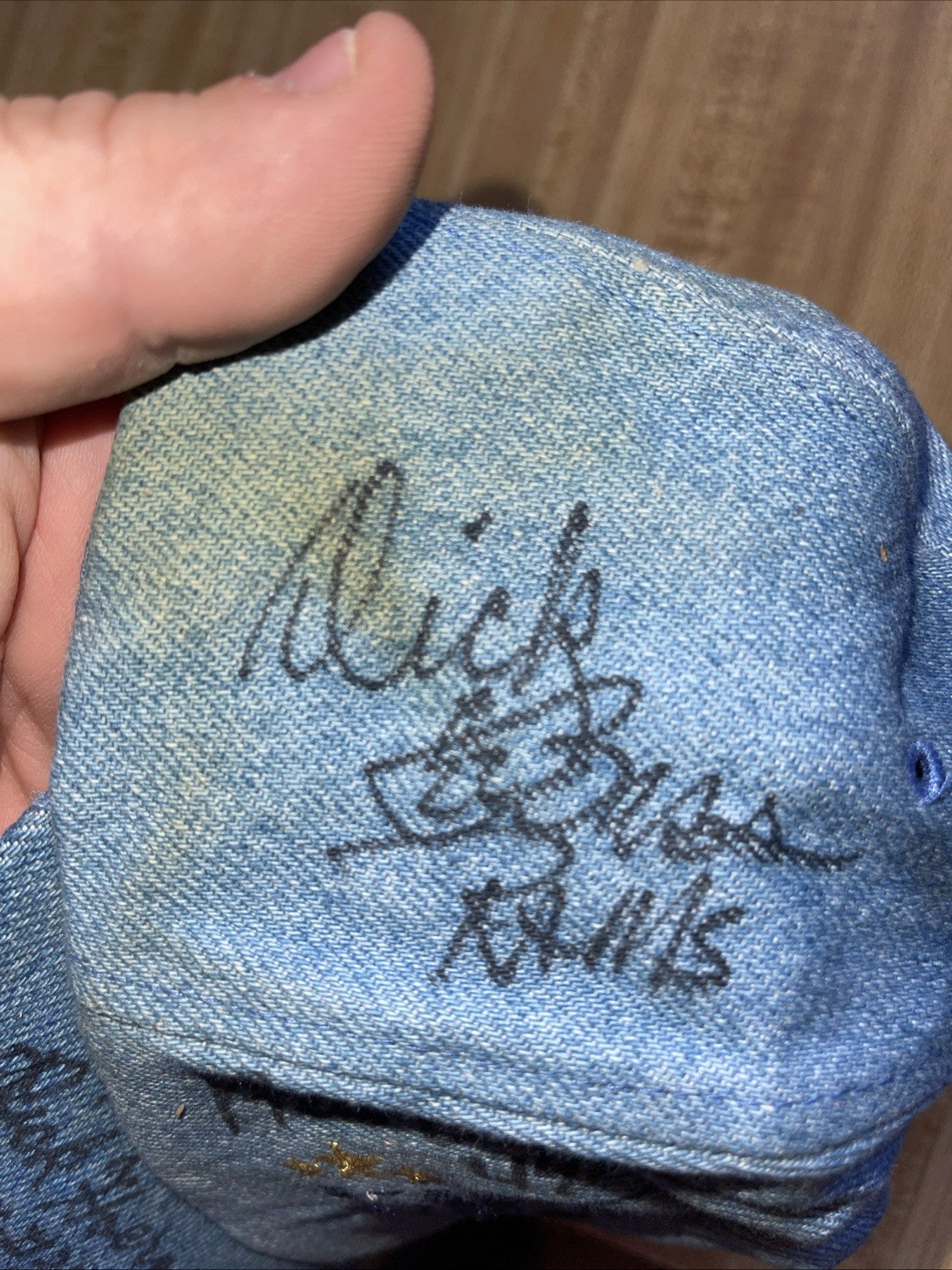 Denim Edgewater Casino SnapBack Autographed By Several Former NFL Players 