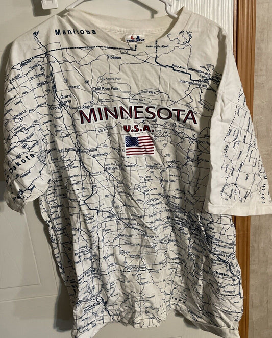 Vintage Tee Jays Minnesota Map T Shirt XL