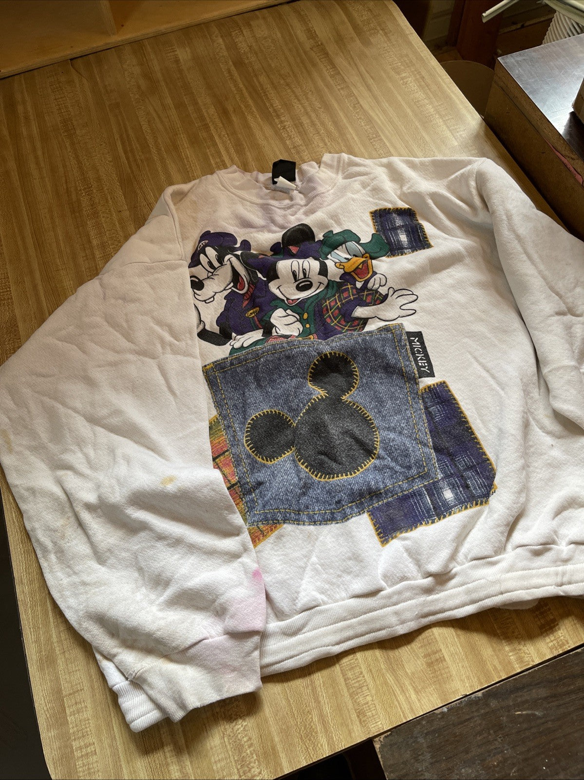 Vintage Mickey Unlimited Sweater XL Stained