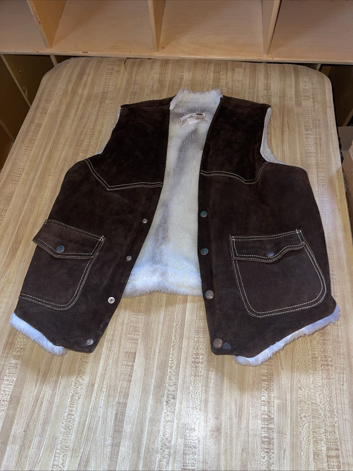 vintage tregos westwear Vest Leather Sherpa Lined 40