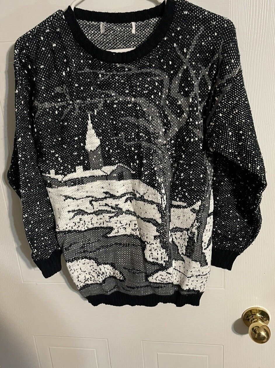 Vintage Winter Scenery Sweater Large