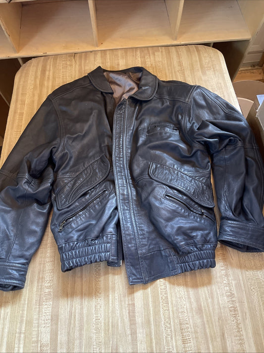 Vera Pelle Leather Bomber Jacket Small 