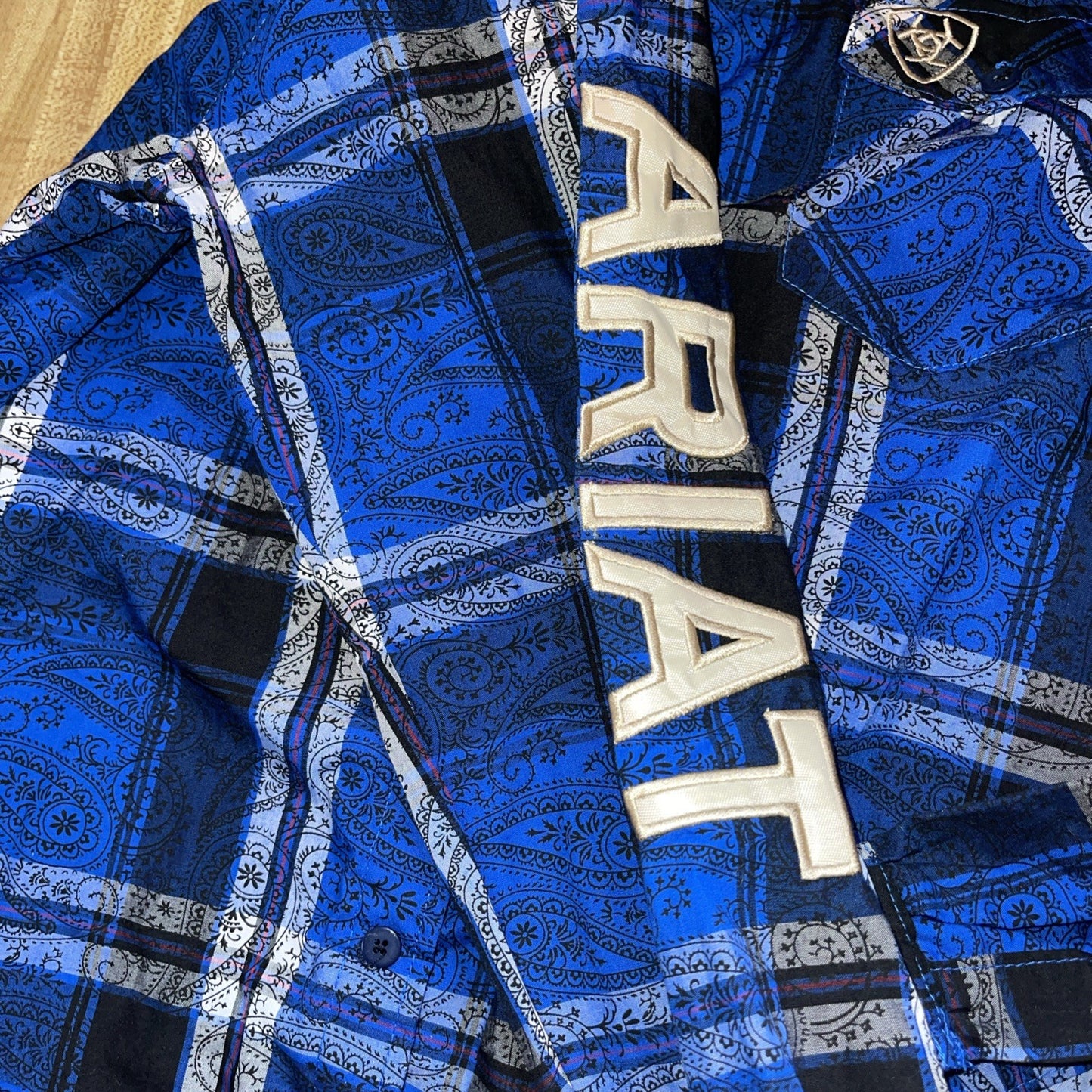 Ariat Paisley Button Up Multicolor Spell Out Large 