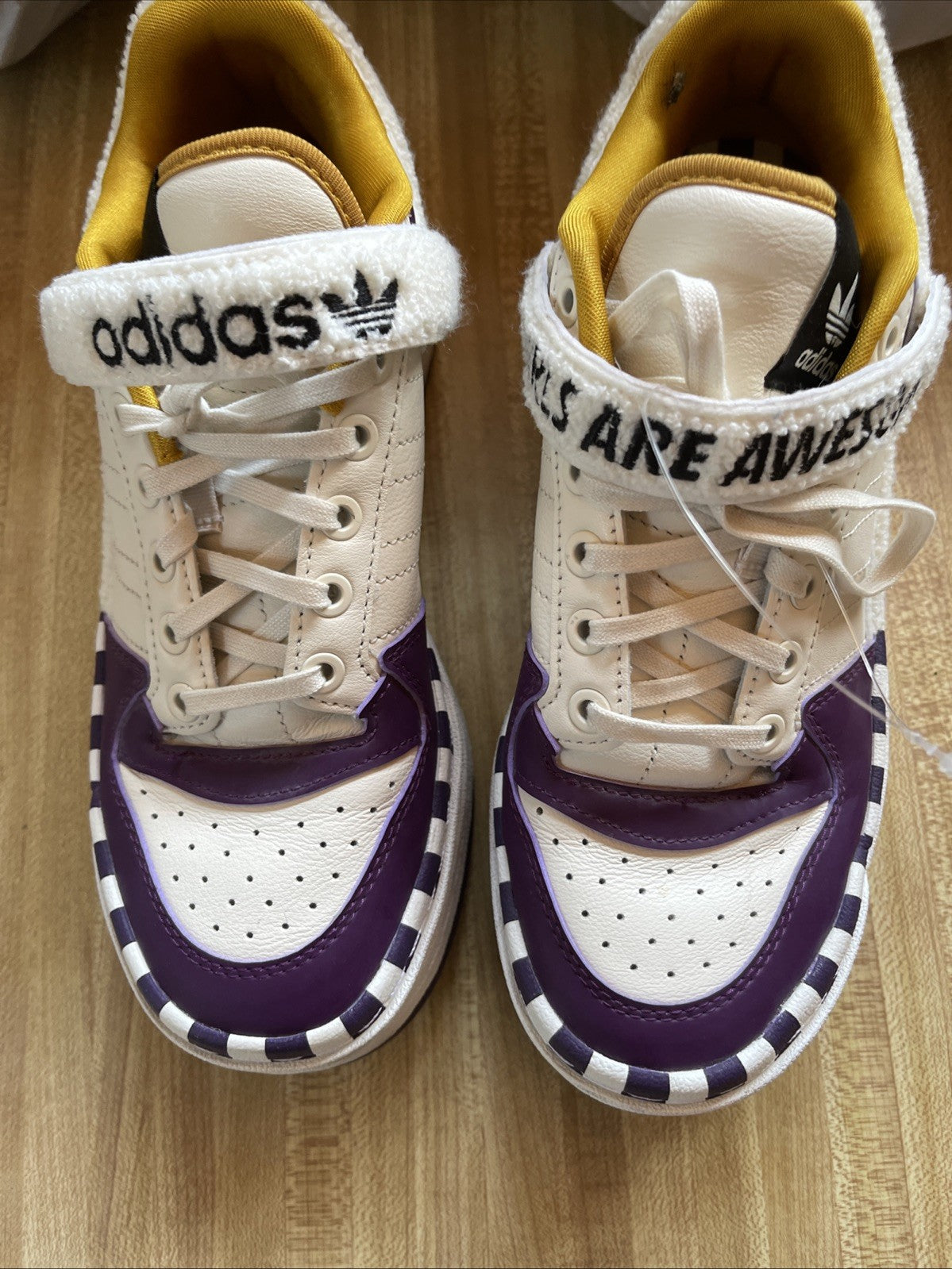 Size 7.5 - adidas Girls Are Awesome x Triple Platforum Low White Purple Beauty W