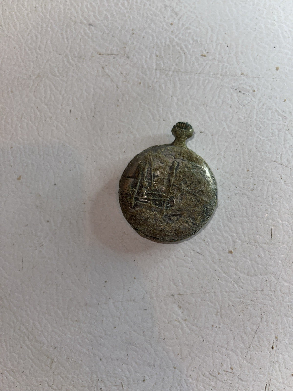 Old Pocket Watch Or Picture Holder As Is For Parts Heavily Encrusted