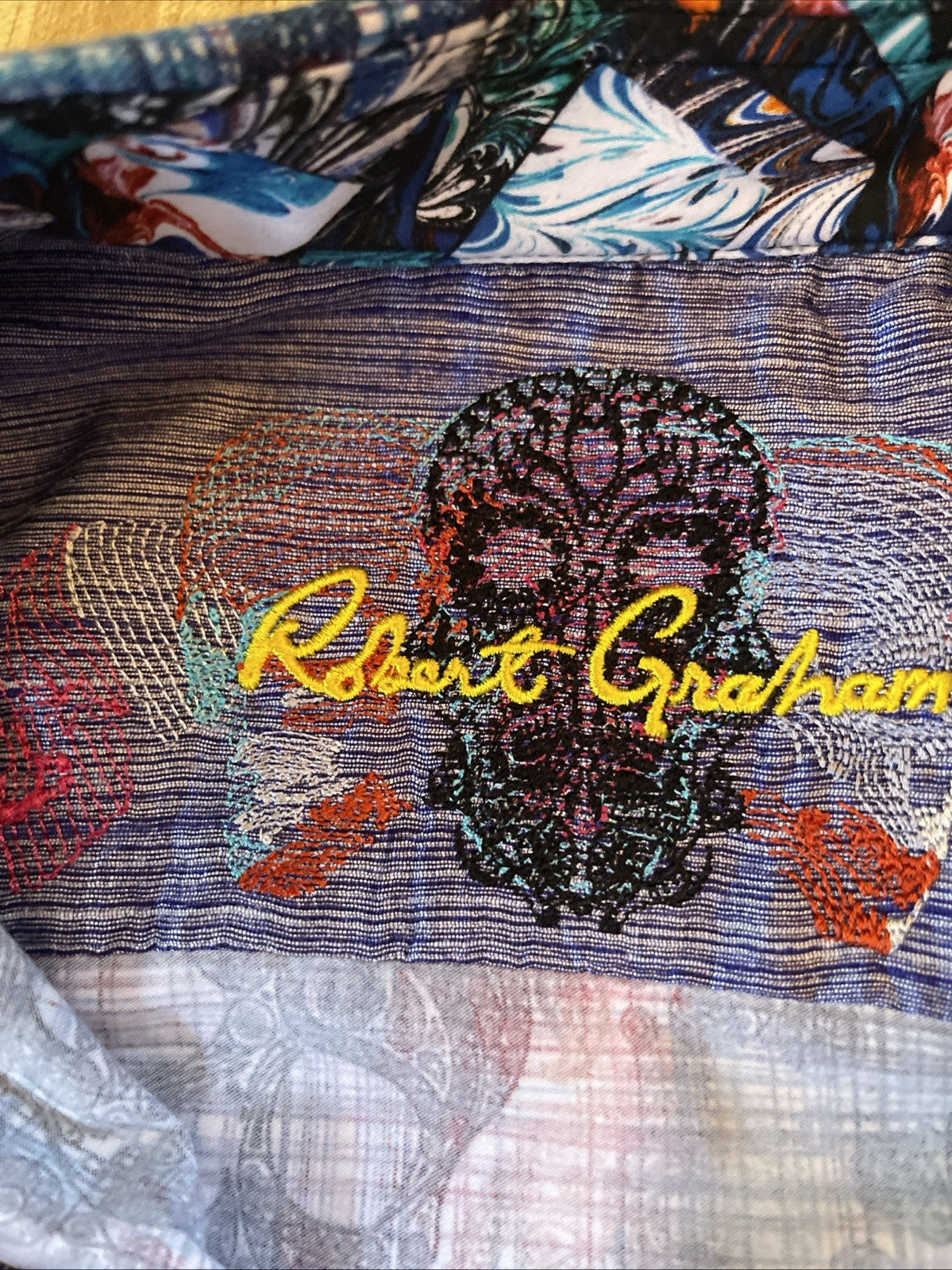 Robert Graham Skull AOP Button Up XL