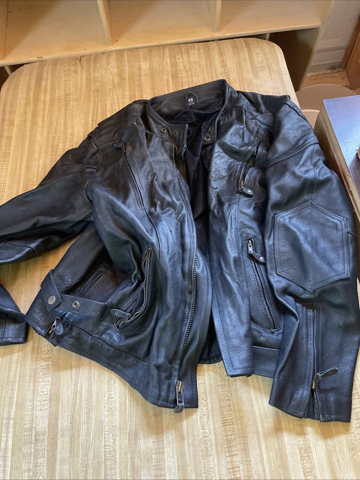 vintage leather motorcycle jacket 46