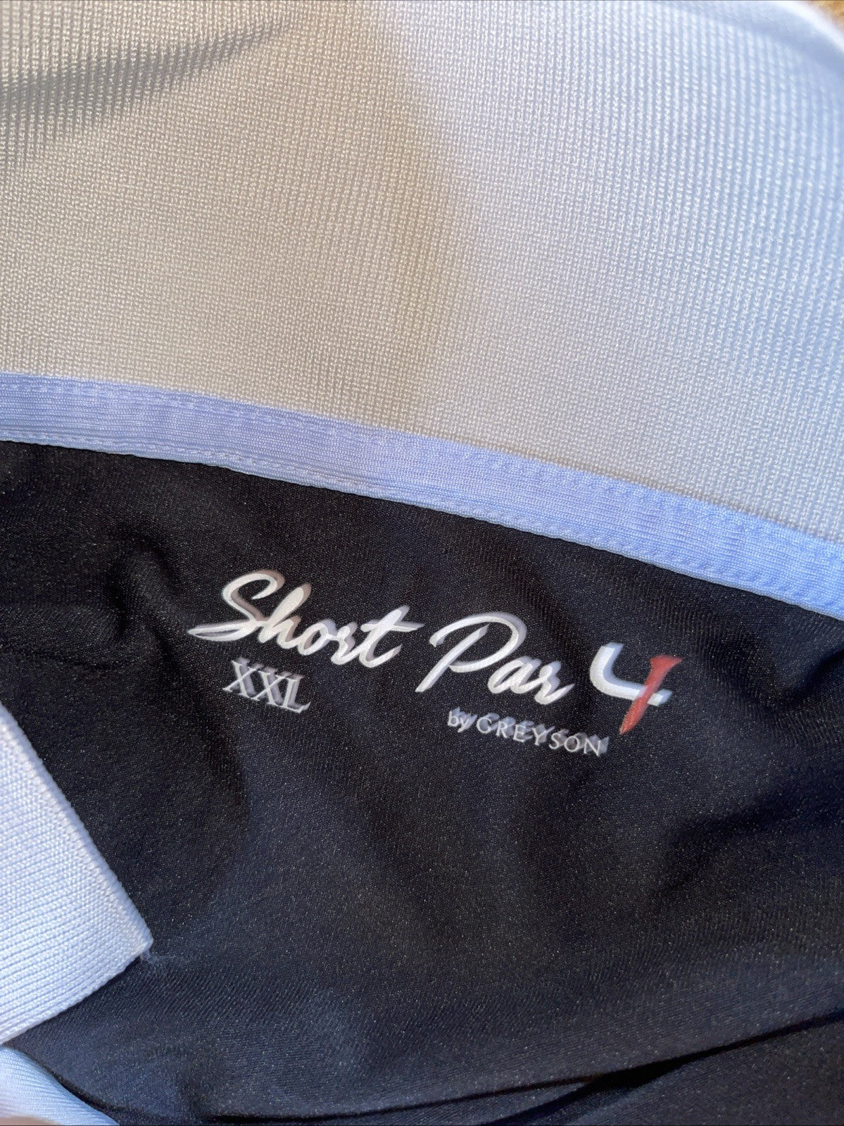 Short Par 4 Polo by Greyson Mens XXL 2XL Black Performance Golf Stretch EUC