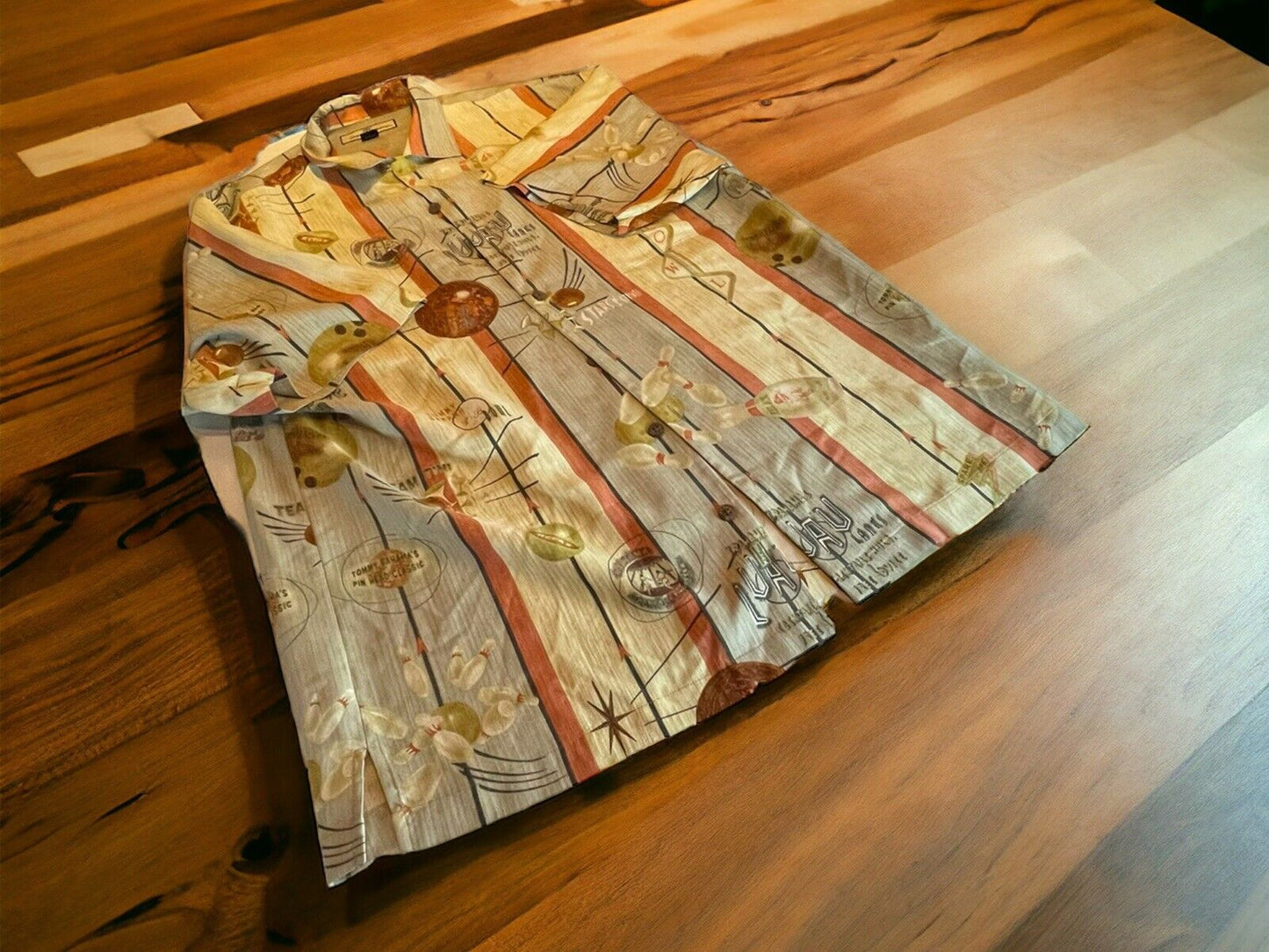 Tommy Bahama Bowling Themed Silk Shirt Medium 