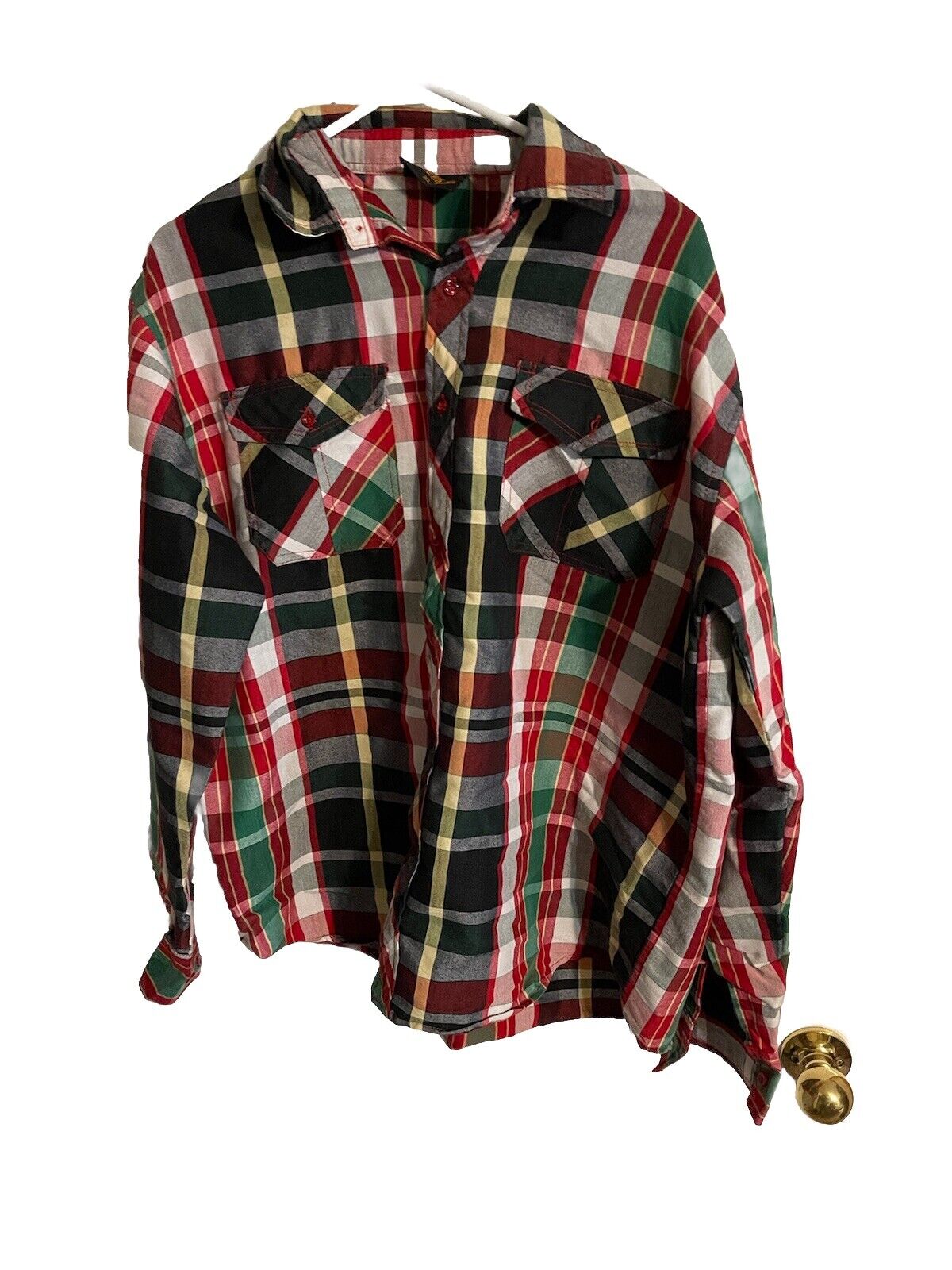 Black Lacquer Colorblock Button Up XL