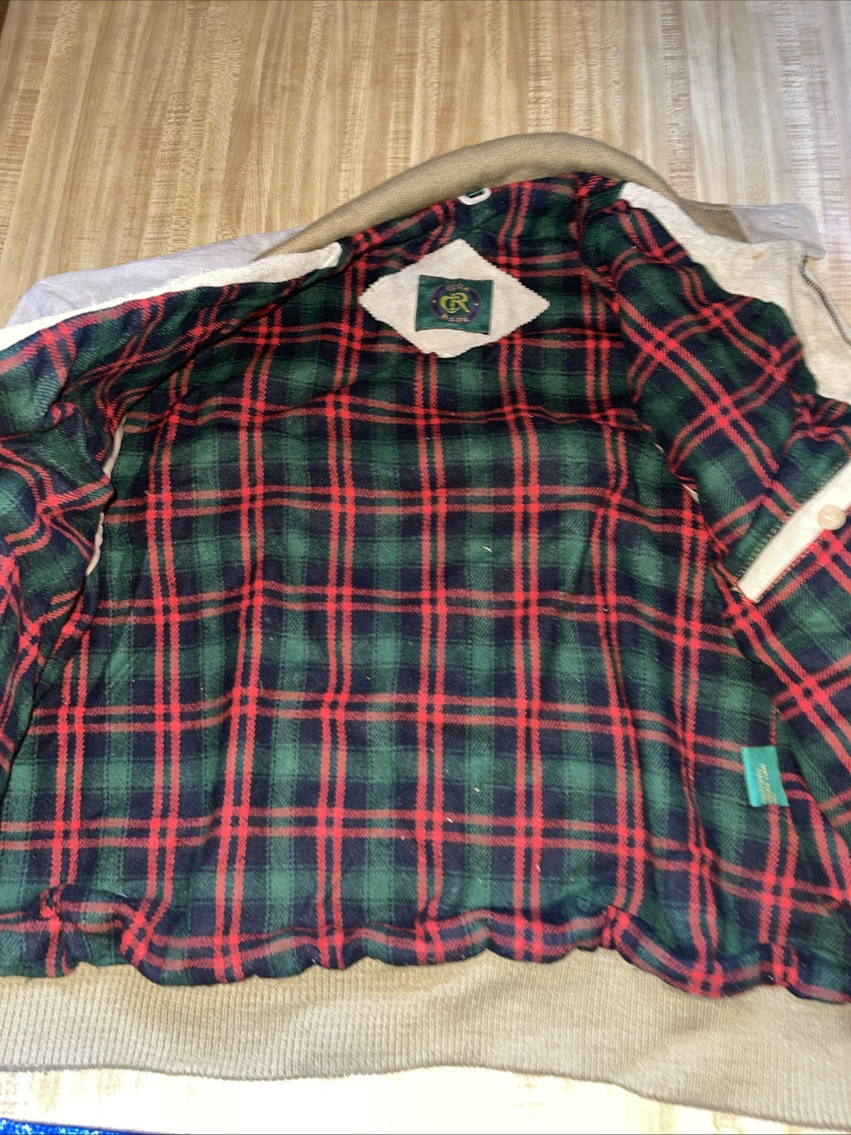 Vintage Club Room Leather Bomber Jacket Flannel Lined 42