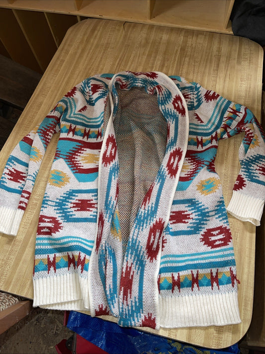 Rock & Roll Denim Cardigan Aztec Southwestern Large 
