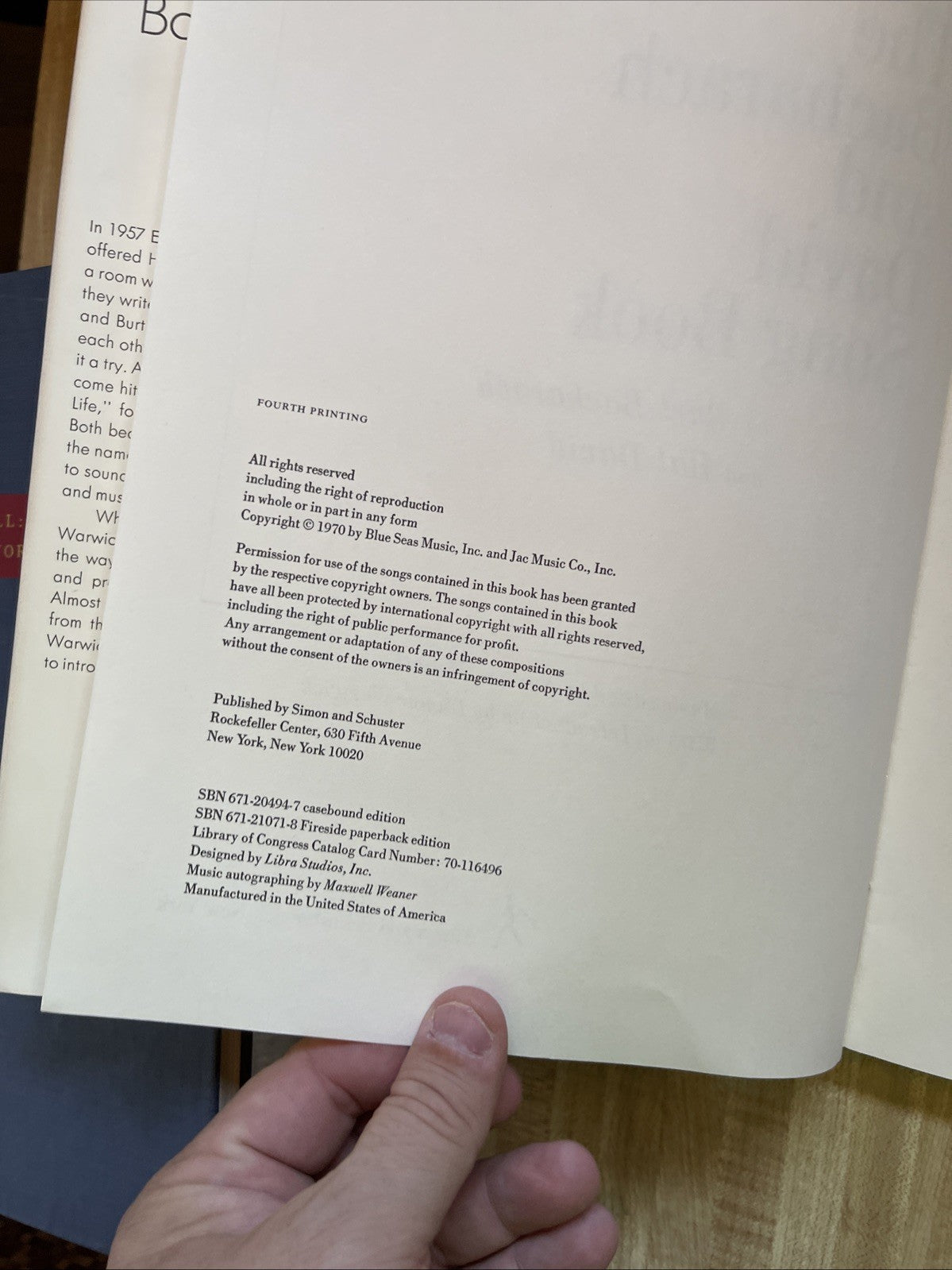 Bacharach & David Song Book Burt Bacharach Hal David Simon & Schuster HC