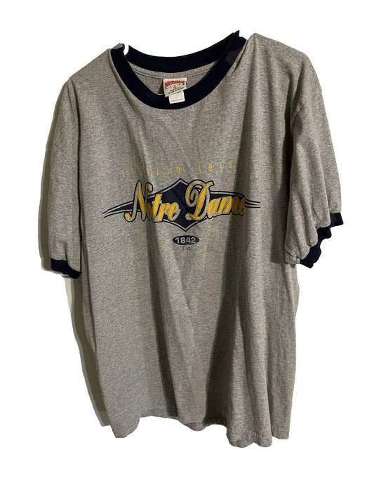 Vintage Nutmeg Notre Dame Ringer  T Shirt XL