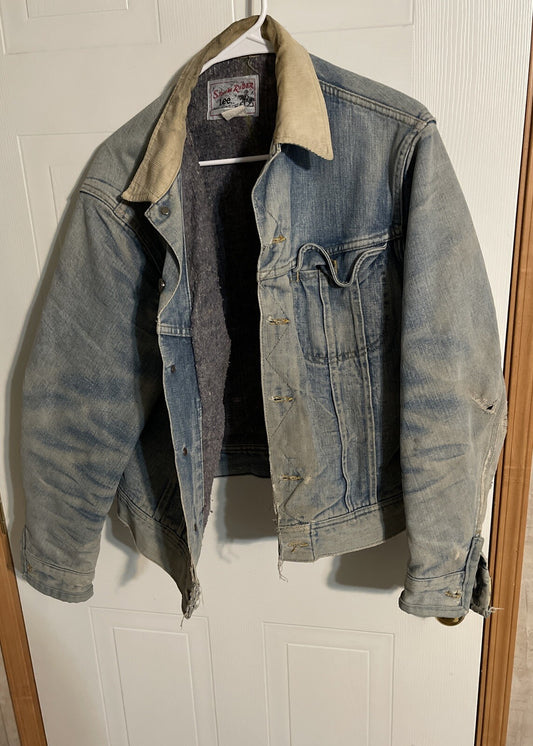 Vintage Lee Storm Rider Flannel Lined Denim Jacket Large 