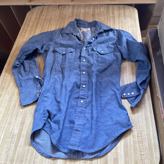 vintage wrangler sanforized Pearl Snap 14.5