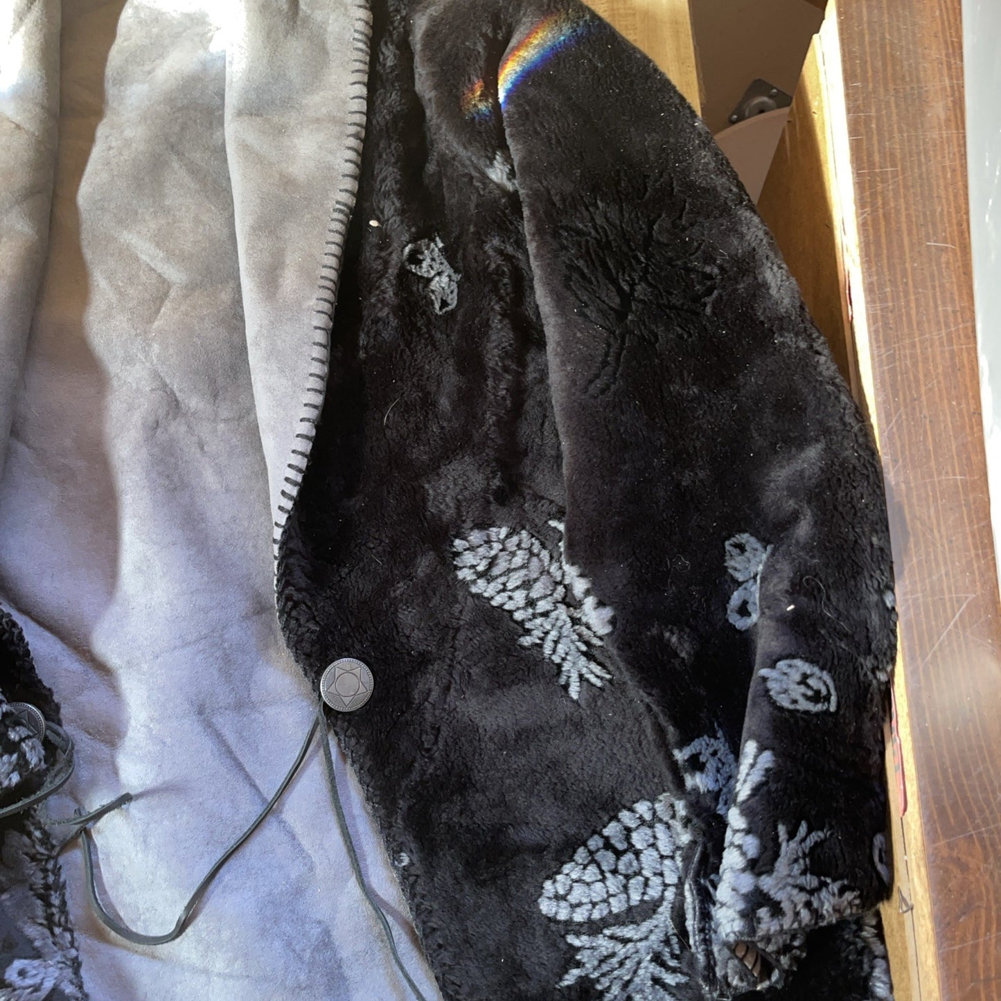 Vintage Images In Fur Cardigan Jacket  Large