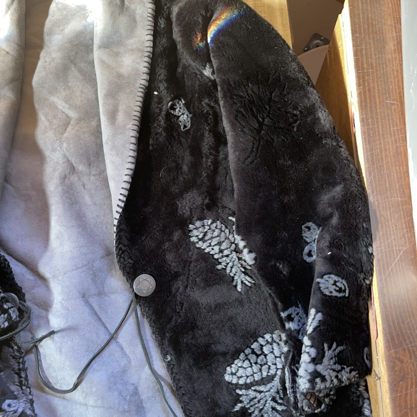 Vintage Images In Fur Cardigan Jacket  Large