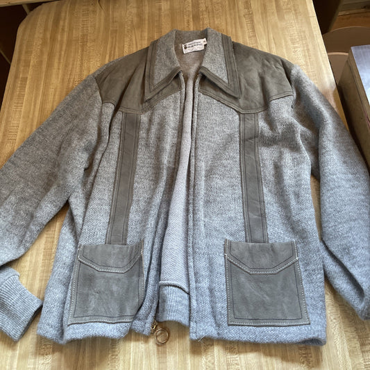 Vintage 100% Virgin Orlon Acrylic Full Zip Sweater XL