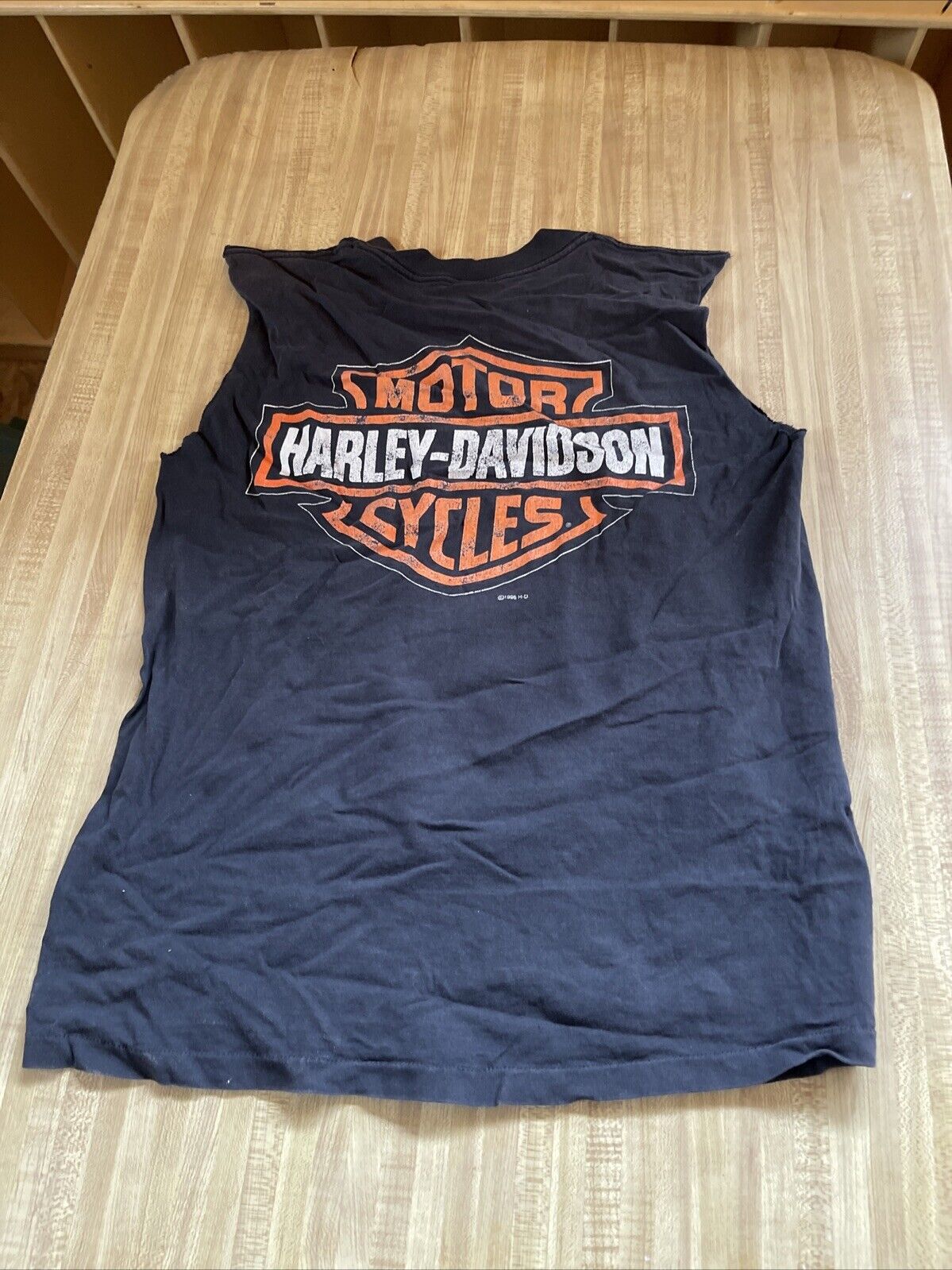 Vintage 1996 Harley Davidson Eagle T Shirt Medium Cutoff Sleeves 