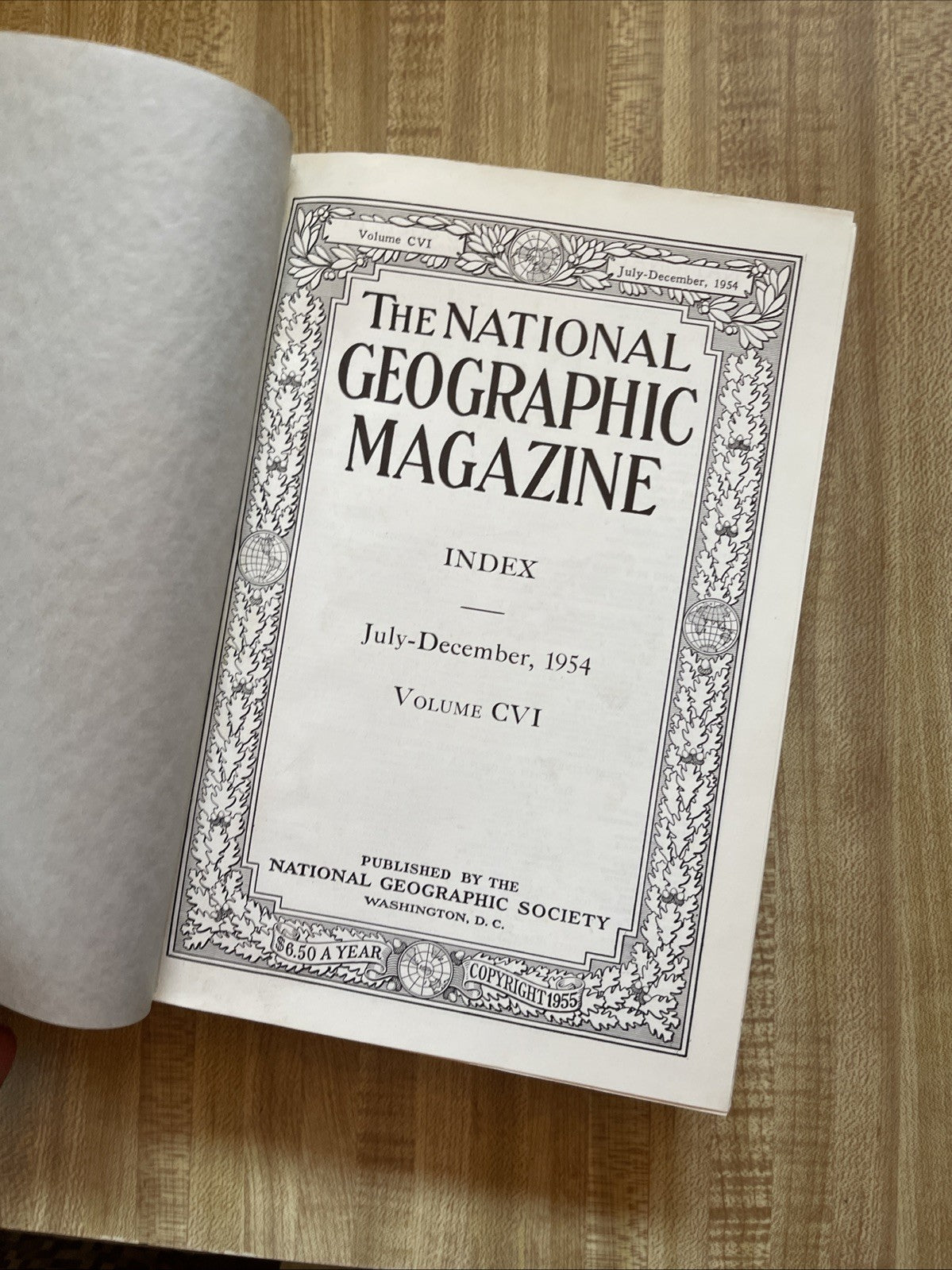 National Geographic Index 1954 Hardcover 