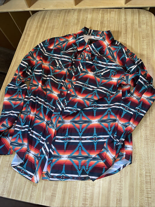 Rock & Roll Denim Vented Pearl Snap Aztec Southwestern 