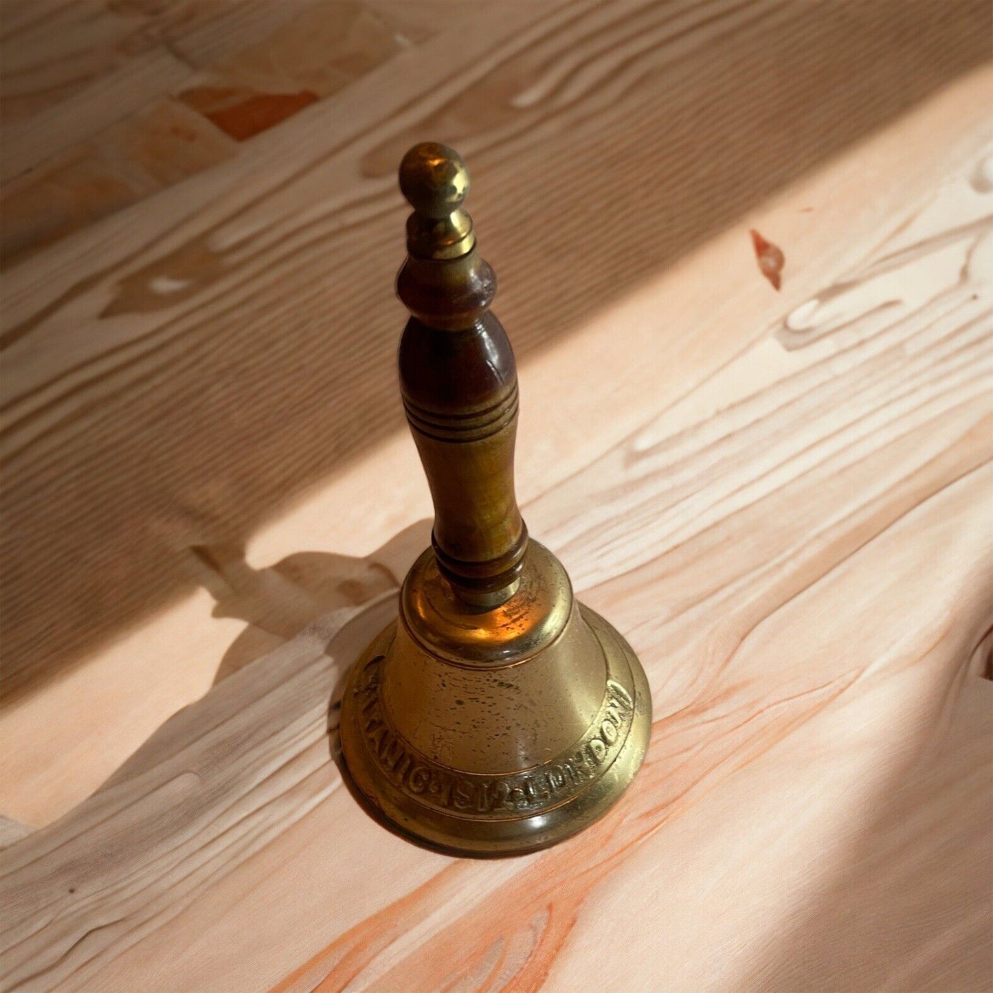 Titanic 1912 London Brass Heavy Duty Wooden Handle Handheld Deck Bell