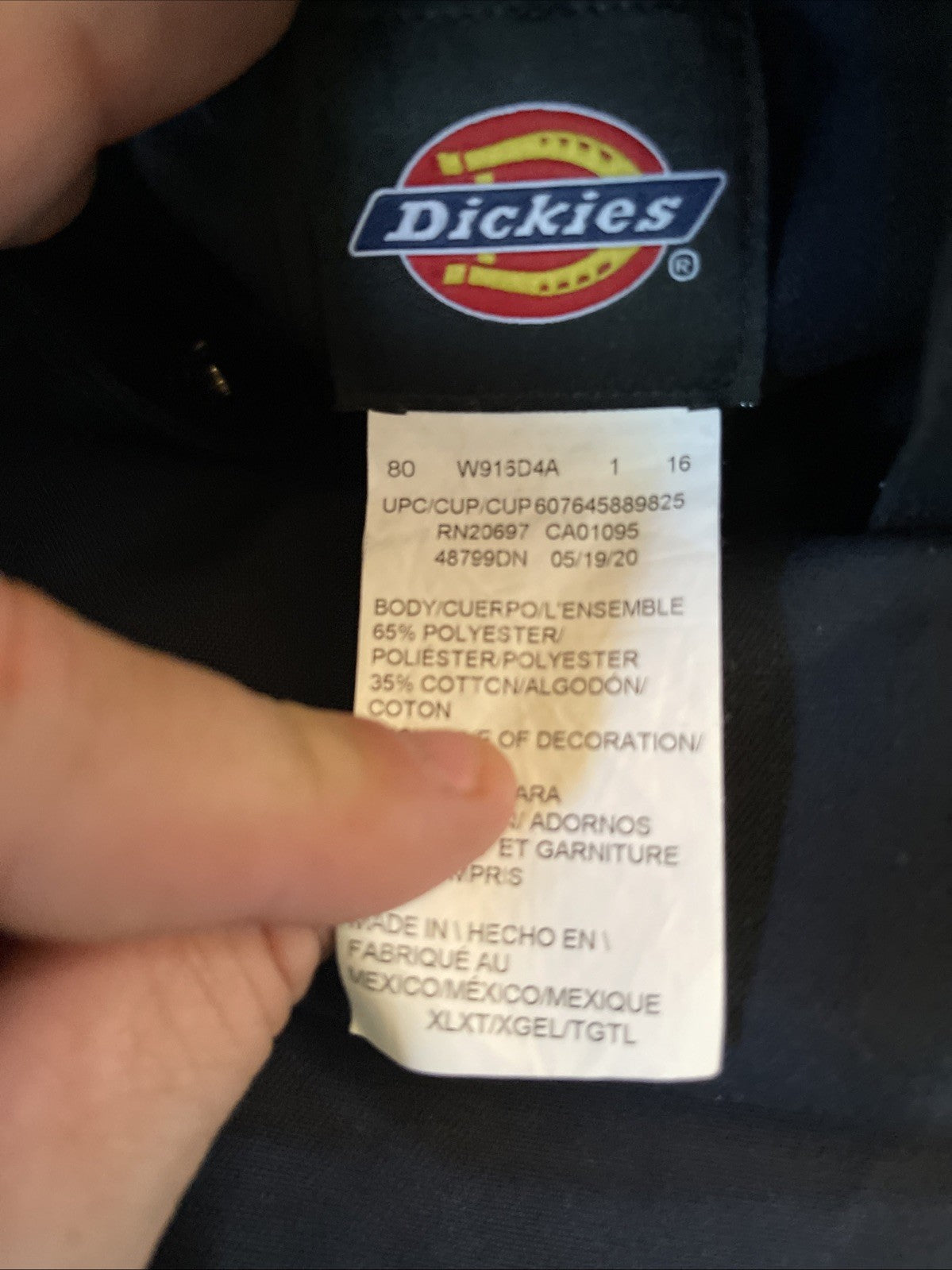 Dickies Coveralls XLXT Waist Measures 46 Inseam Is 38