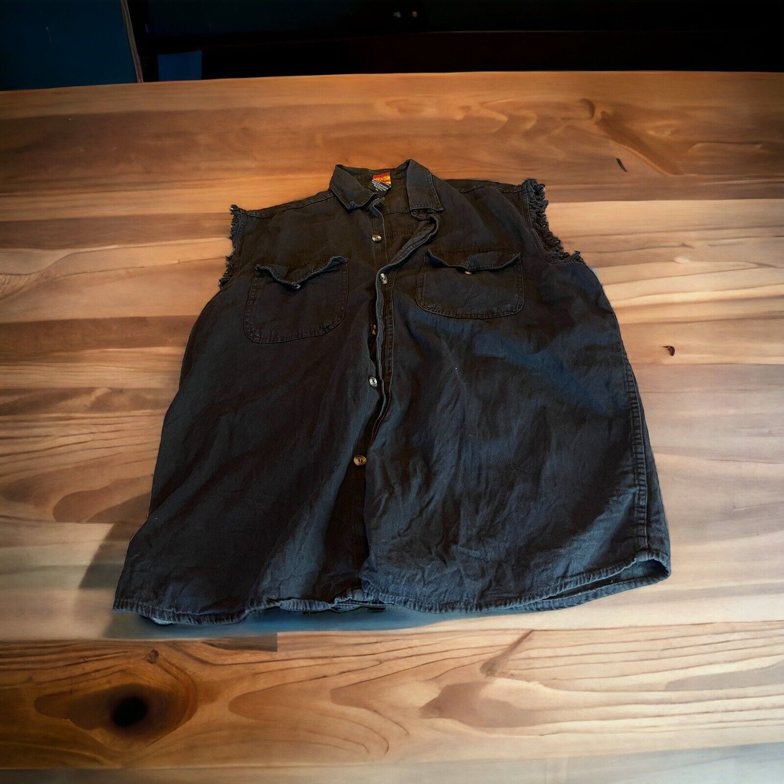 Sleeveless Button Up Biker Shirt XL By Hot Leathers