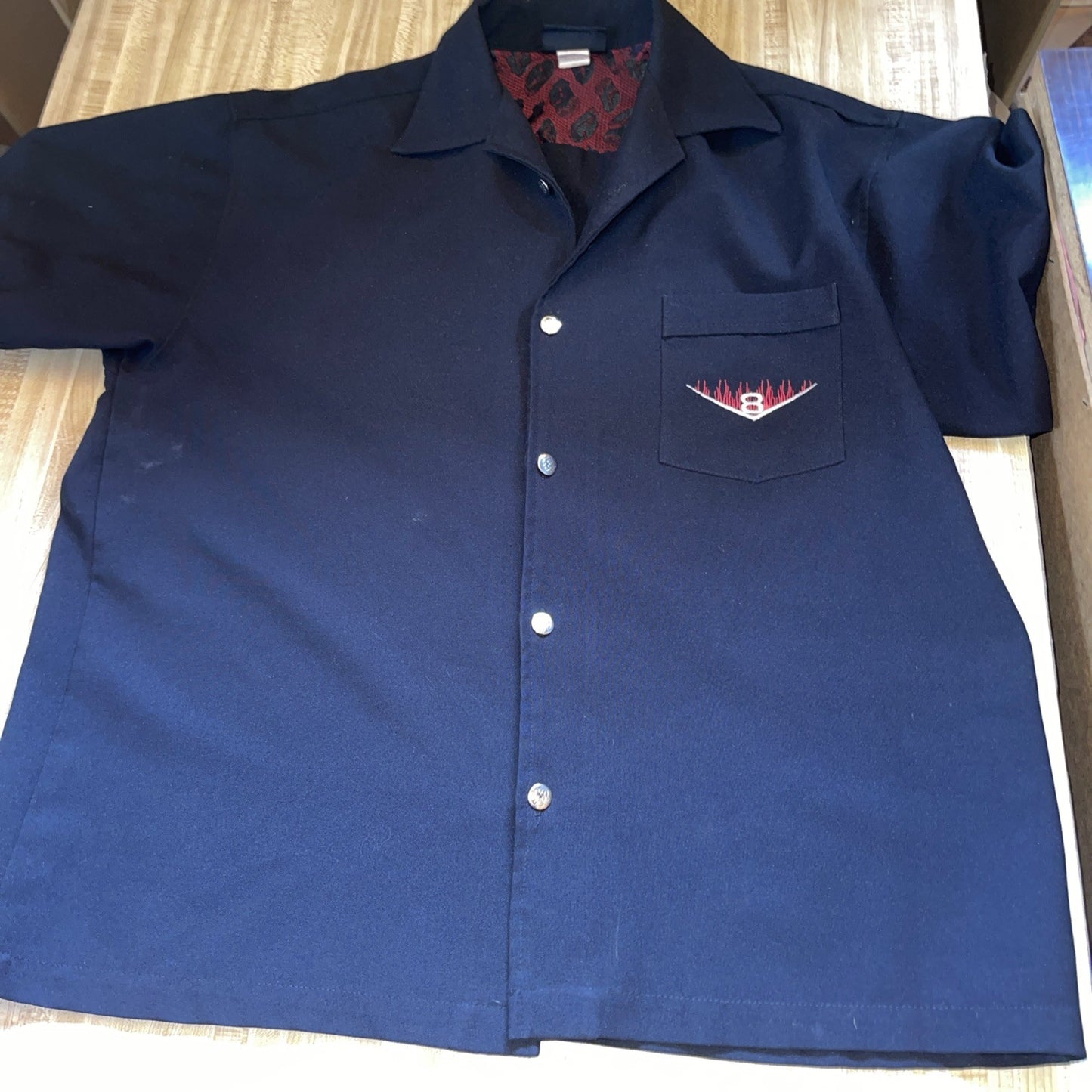 Vintage Anchor Blue Bowling Shirt XL Made In USA 
