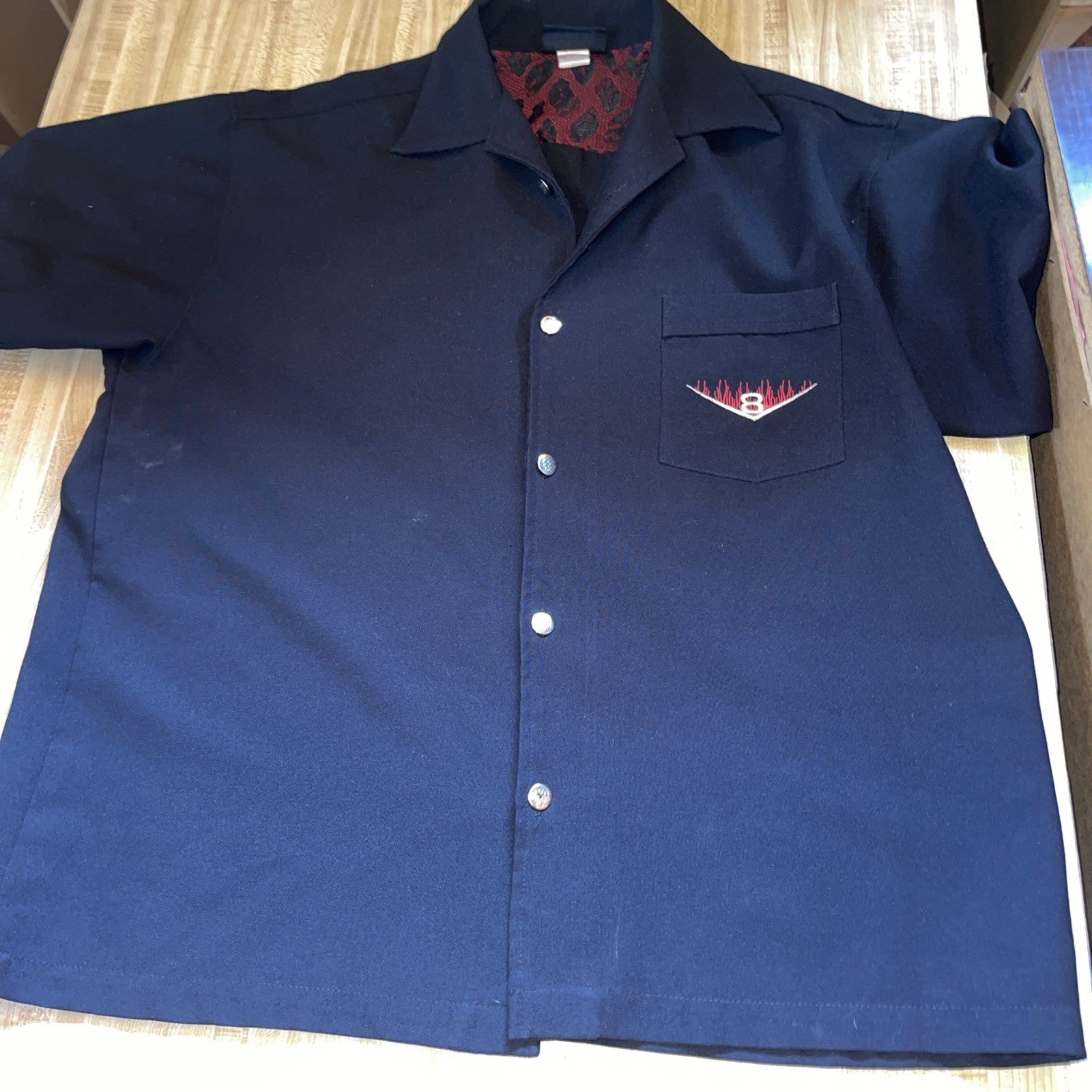 Vintage Anchor Blue Bowling Shirt XL Made In USA 