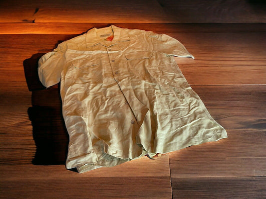 Tommy Bahama Linen Silk Shirt Large Floral Design Inside The Back Of The Shirt