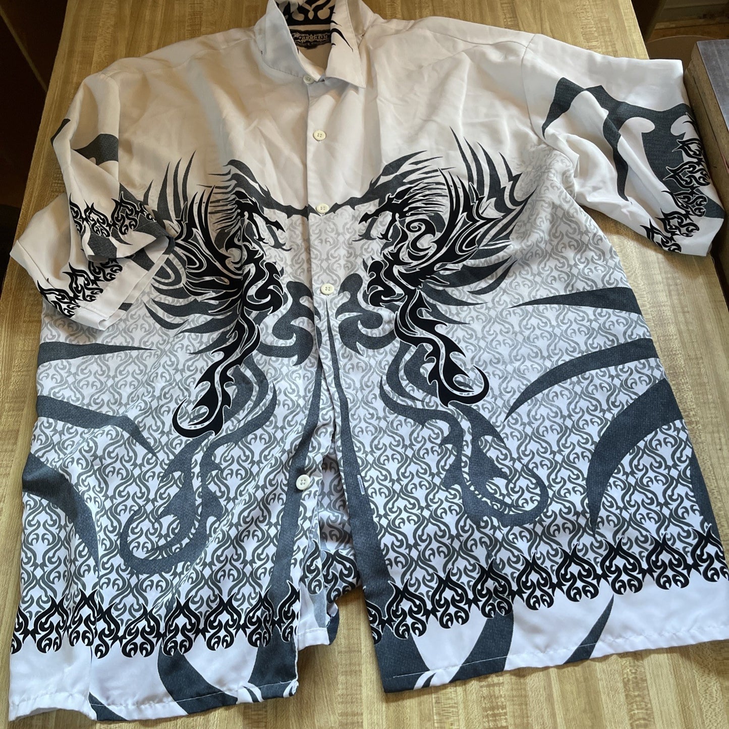 vintage dragonfly button up shirt XXL 