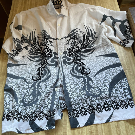 vintage dragonfly button up shirt XXL 