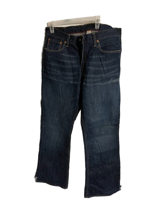 Abercrombie and Fitch wide leg jeans in dark blue denim with classic five-pocket design