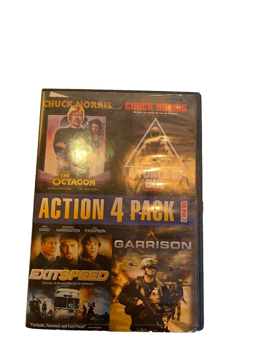 Action movie DVD collection featuring Chuck Norris in The Octagon and Exit Speed in a 4 pack set