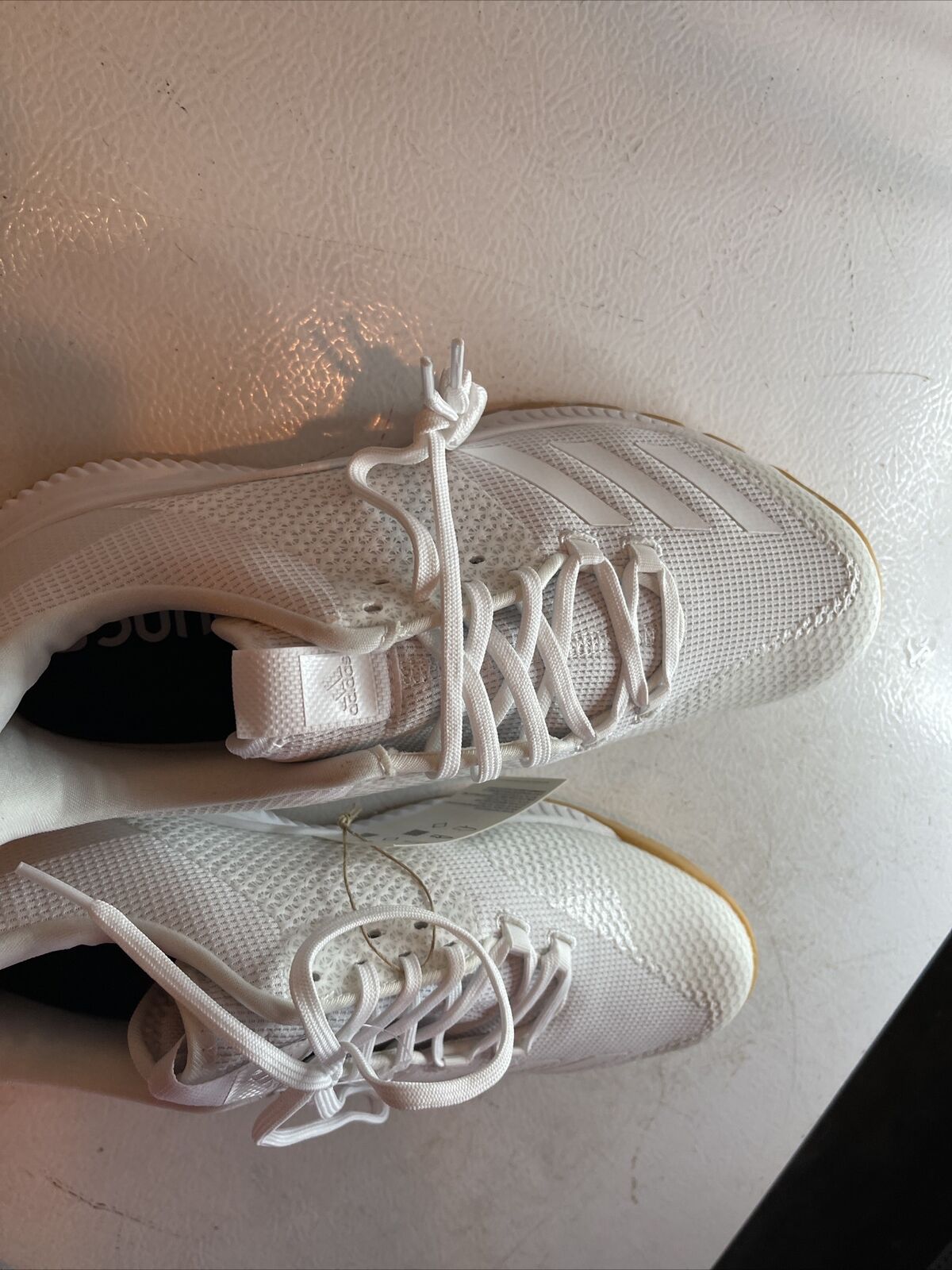 White Adidas Crazyflight Bounce 3 size 10 volleyball shoes with breathable mesh upper and secure laces